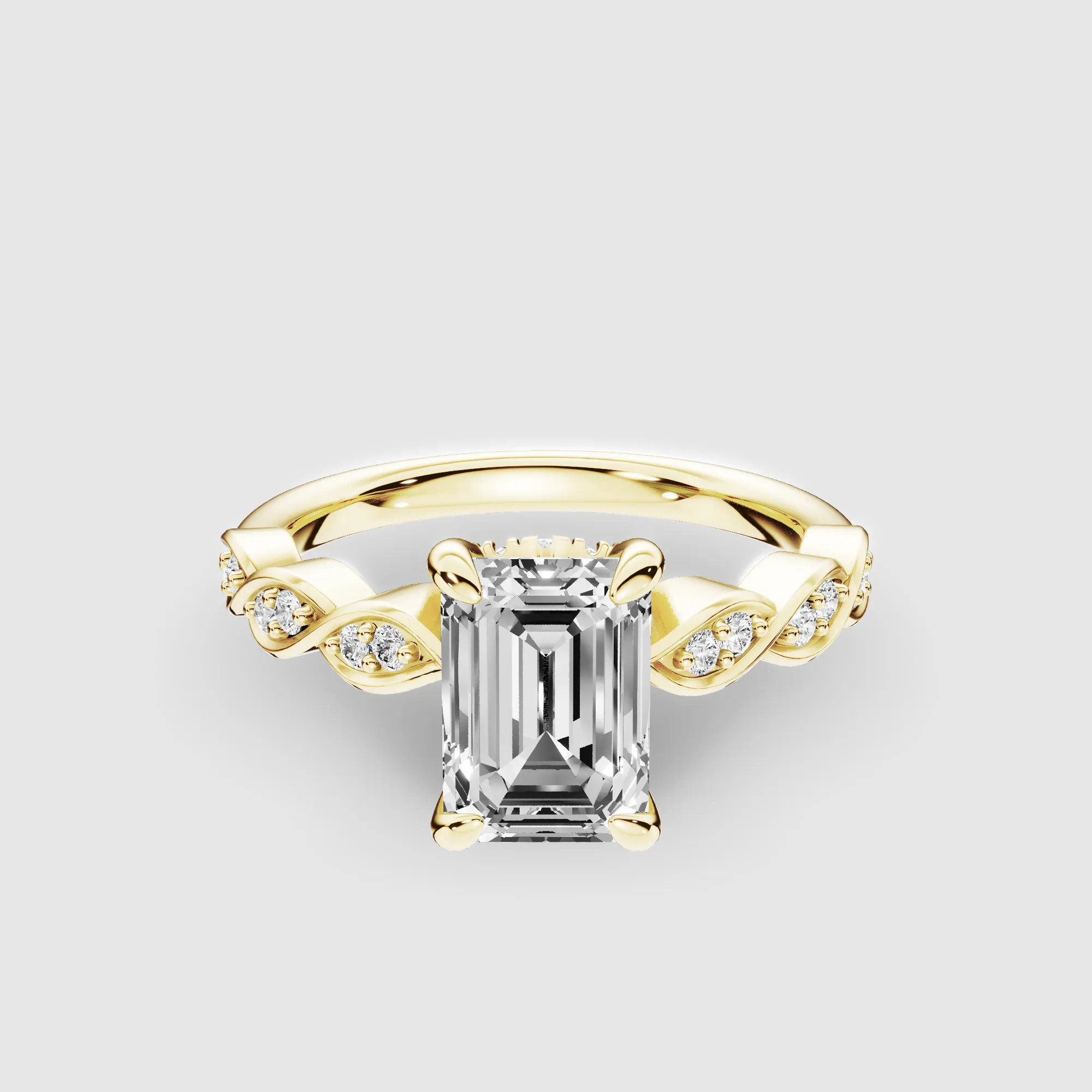 Classic Halo Solitaire Ring-Emerald Cut