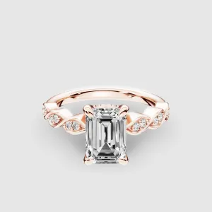 Classic Halo Solitaire Ring-Emerald Cut