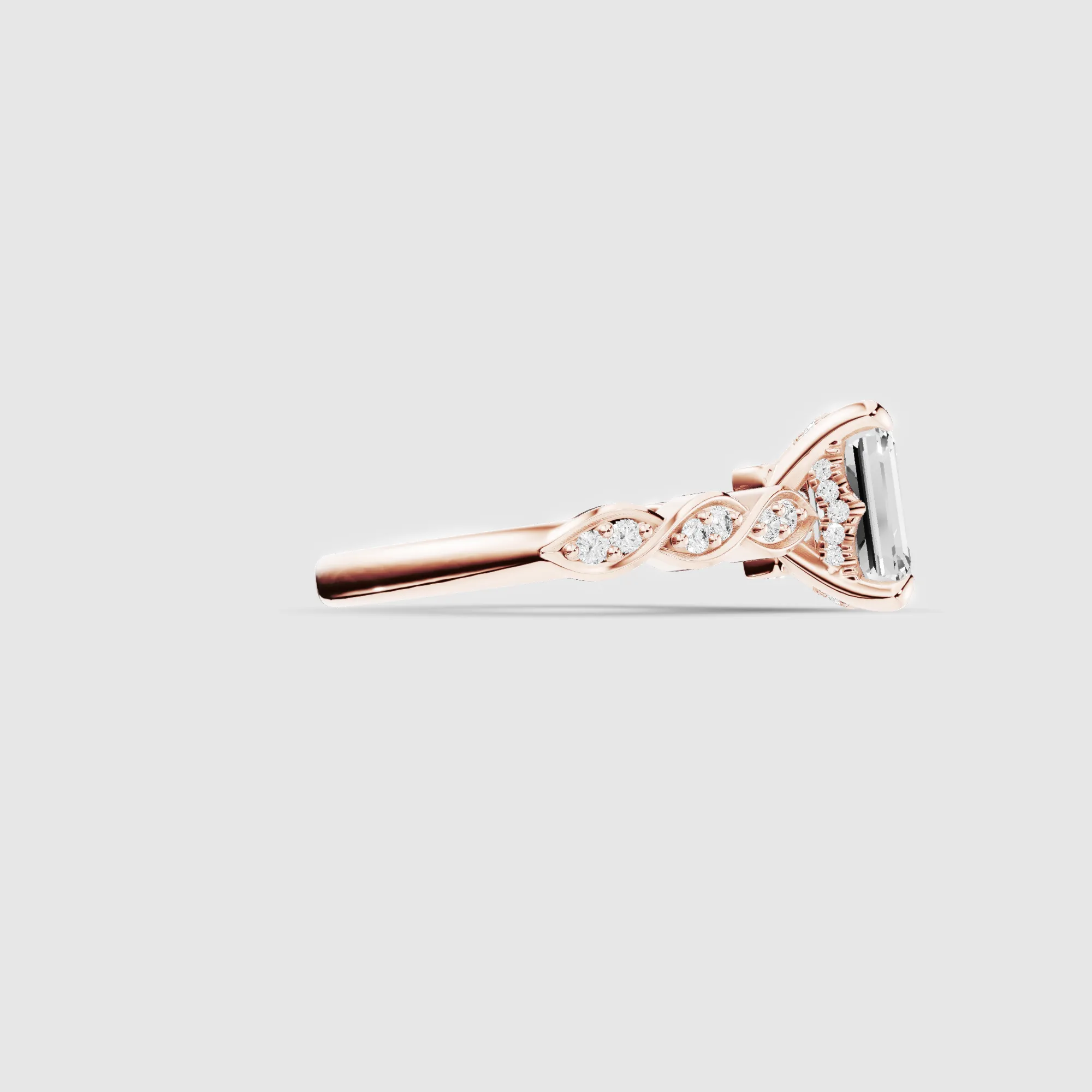 Classic Halo Solitaire Ring-Emerald Cut