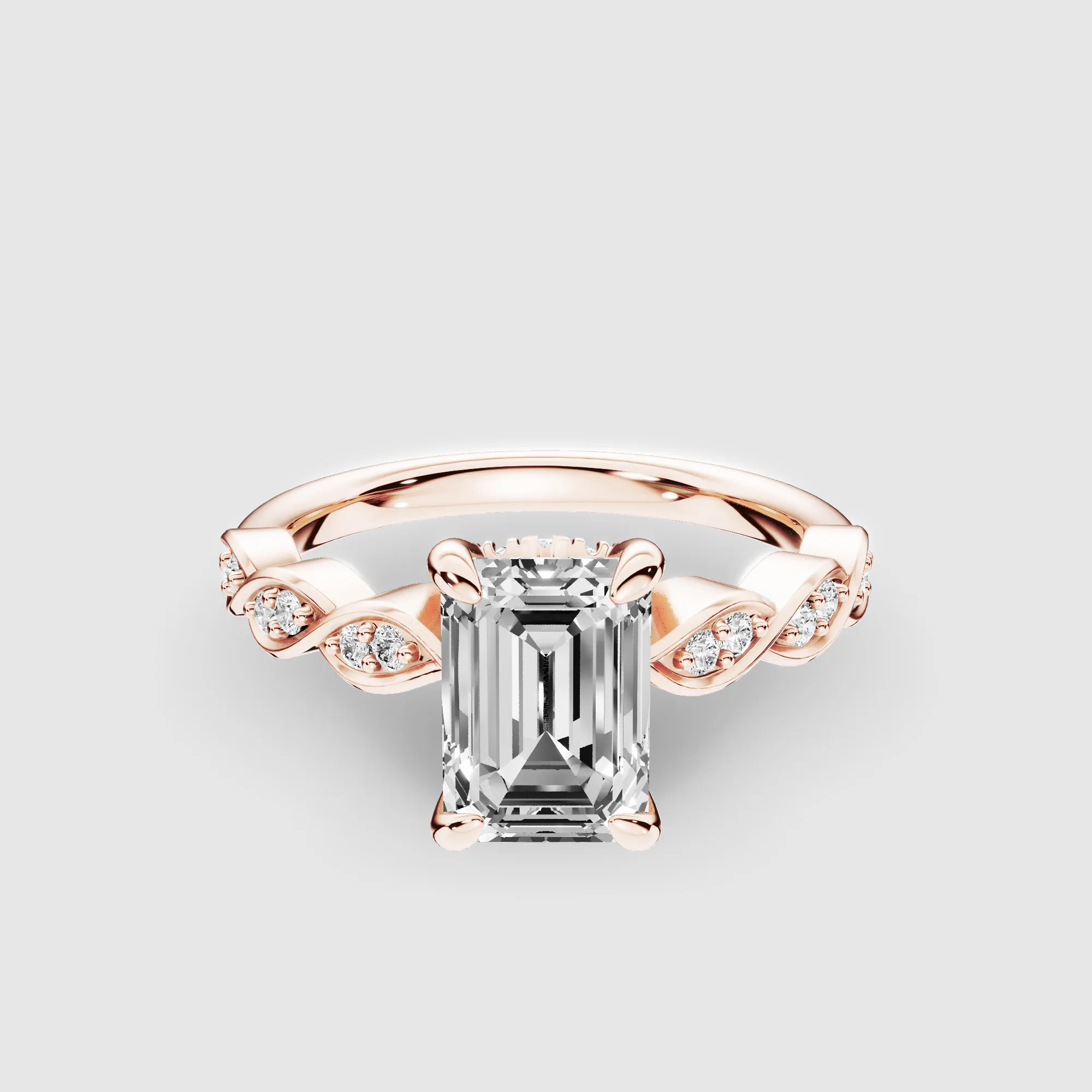 Classic Halo Solitaire Ring-Emerald Cut