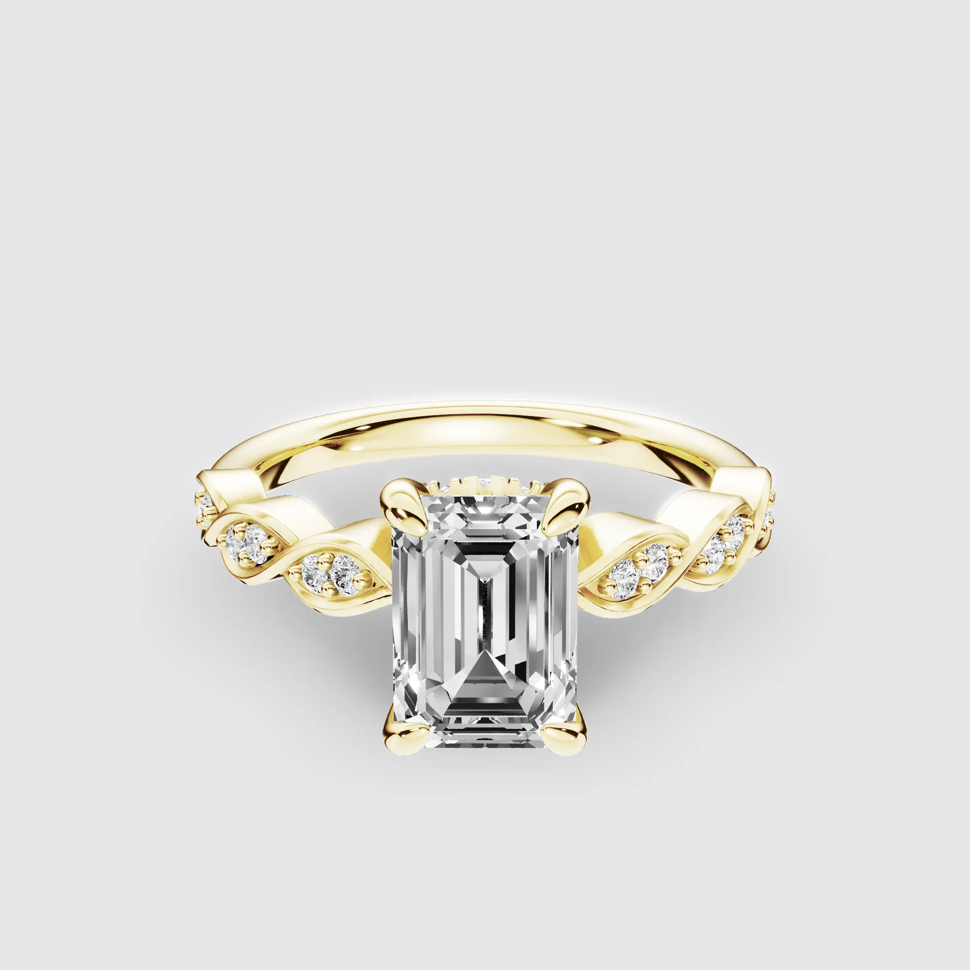 Classic Halo Solitaire Ring-Emerald Cut