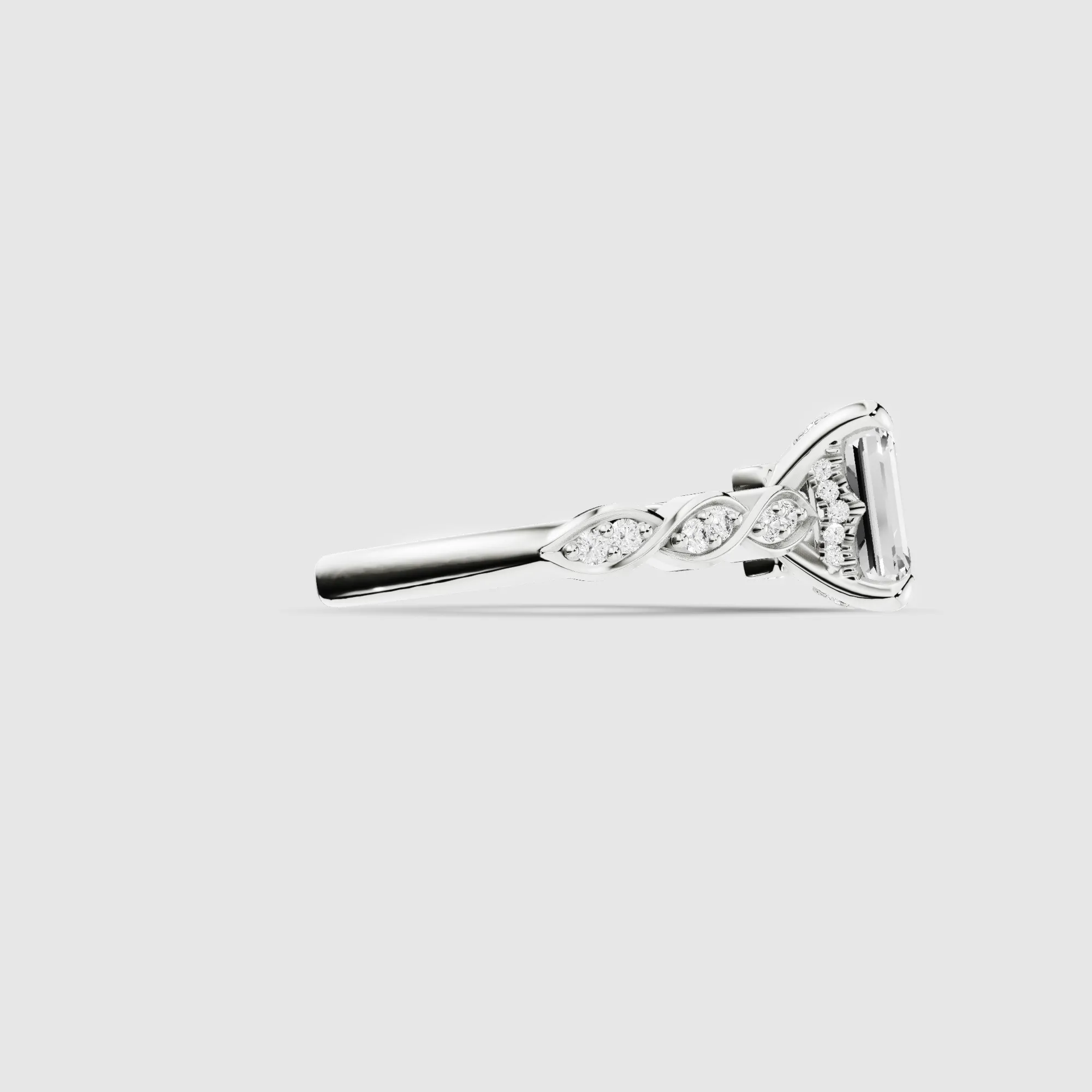 Classic Halo Solitaire Ring-Emerald Cut