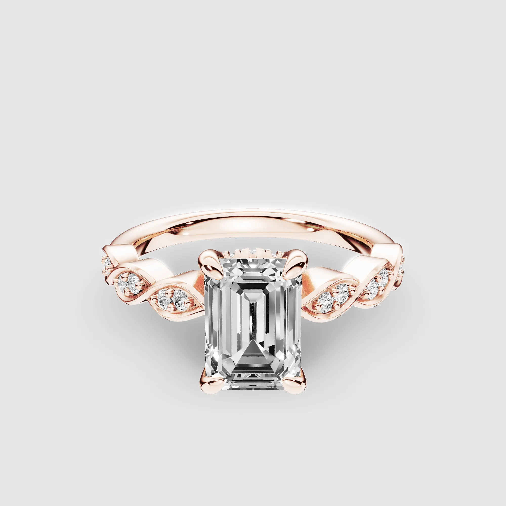 Classic Halo Solitaire Ring-Emerald Cut
