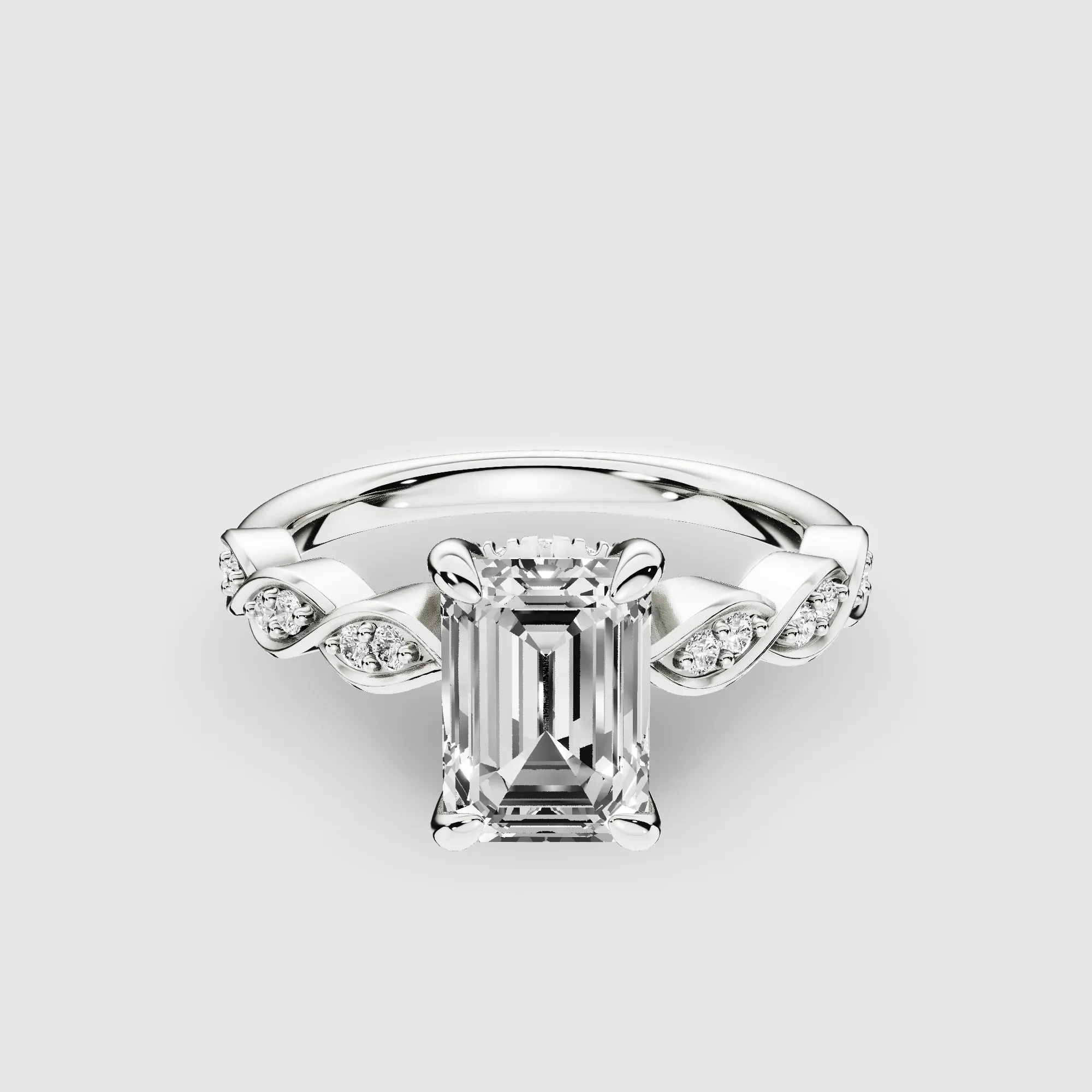 Classic Halo Solitaire Ring-Emerald Cut