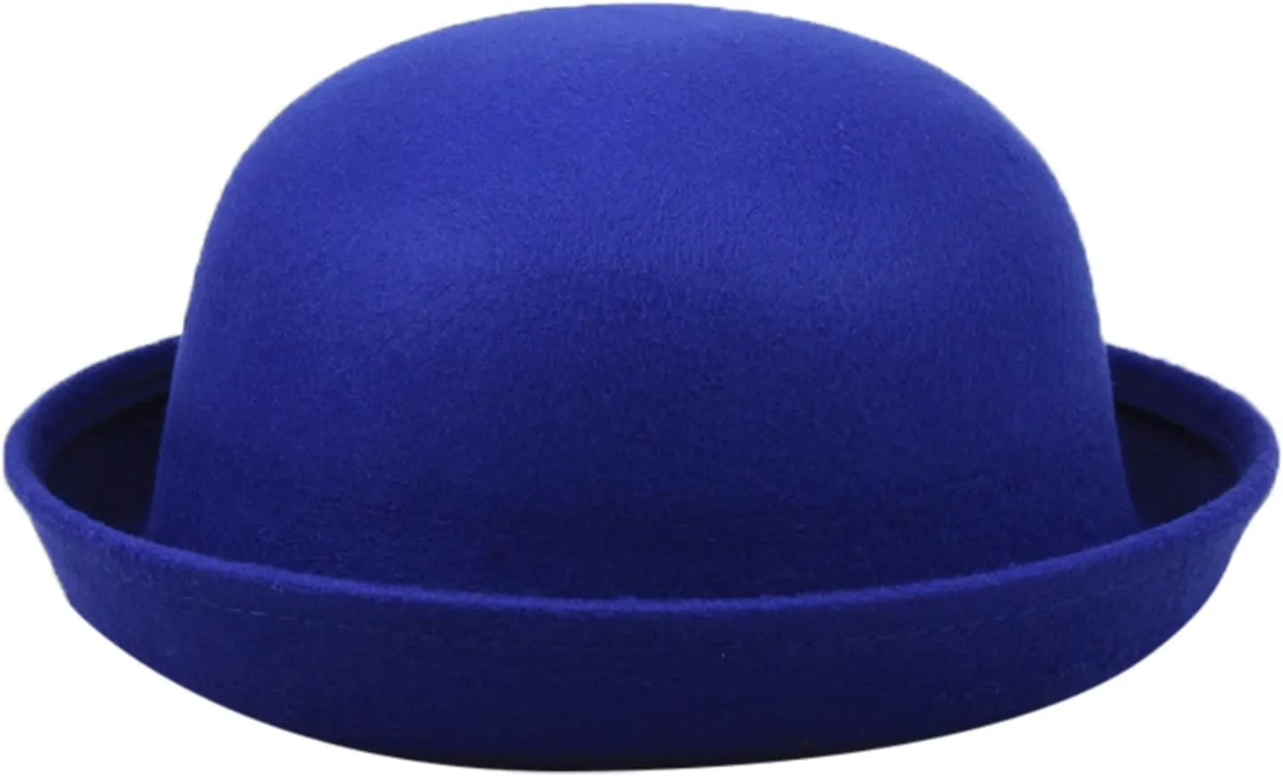 Classic Round Bowler Hats for Men & Women Vintage Roll-up Brim Cloche Hat Fashion Fedora Bucket Caps