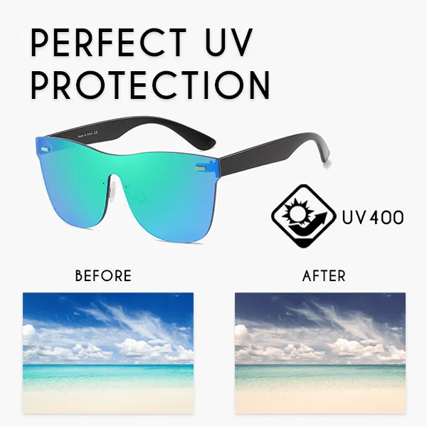 Colored Rimless Mirror Sunglasses