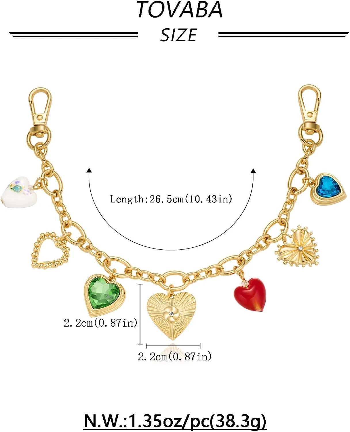 Cute Bags Charms for Handbags Heart Cherry Keychain Purse Chain Cherry Heart Charm for Purse Accessories Gift 10in'