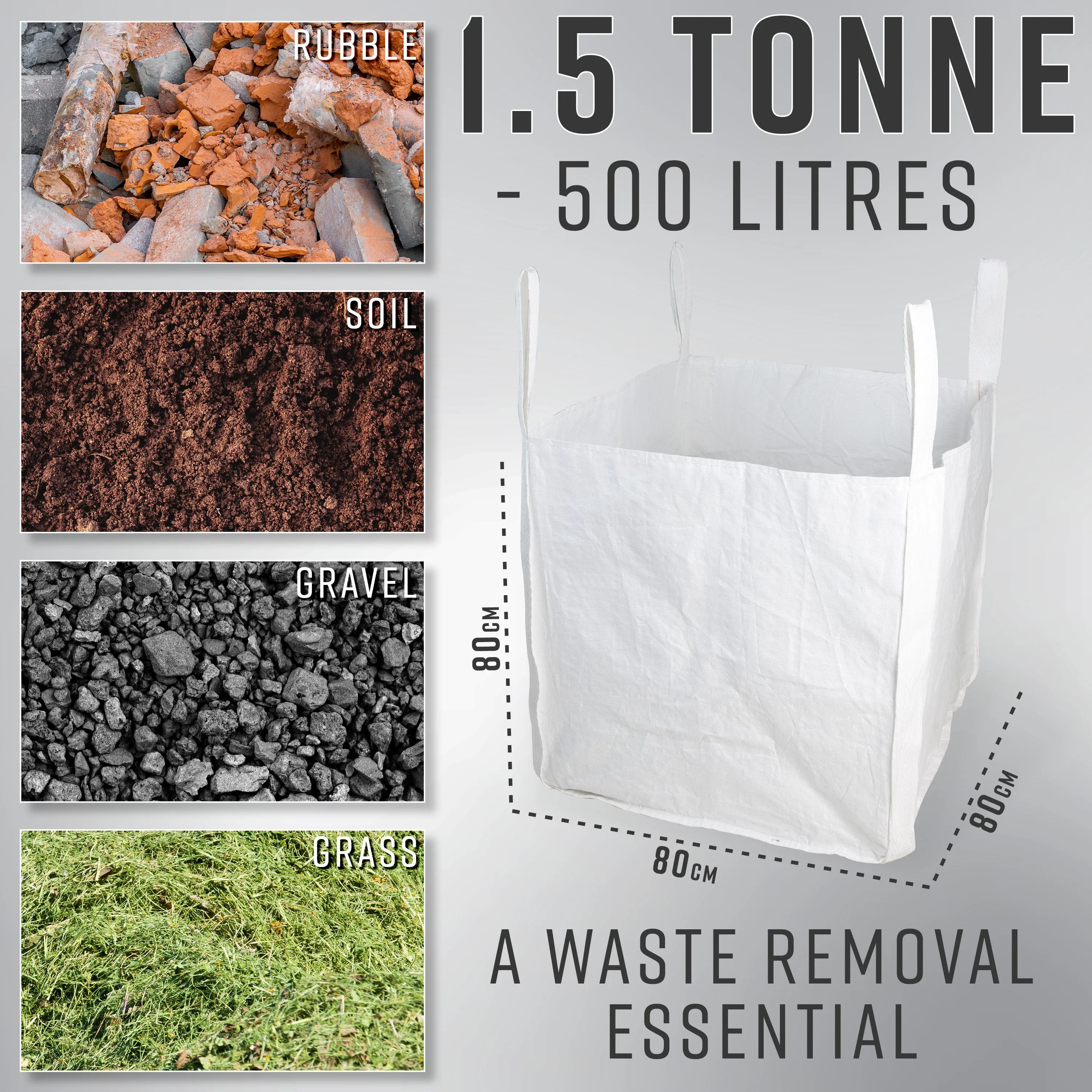 Deco Express Garden Waste Bags - Heavy Duty Bags - White 1.5T - 1 Pack