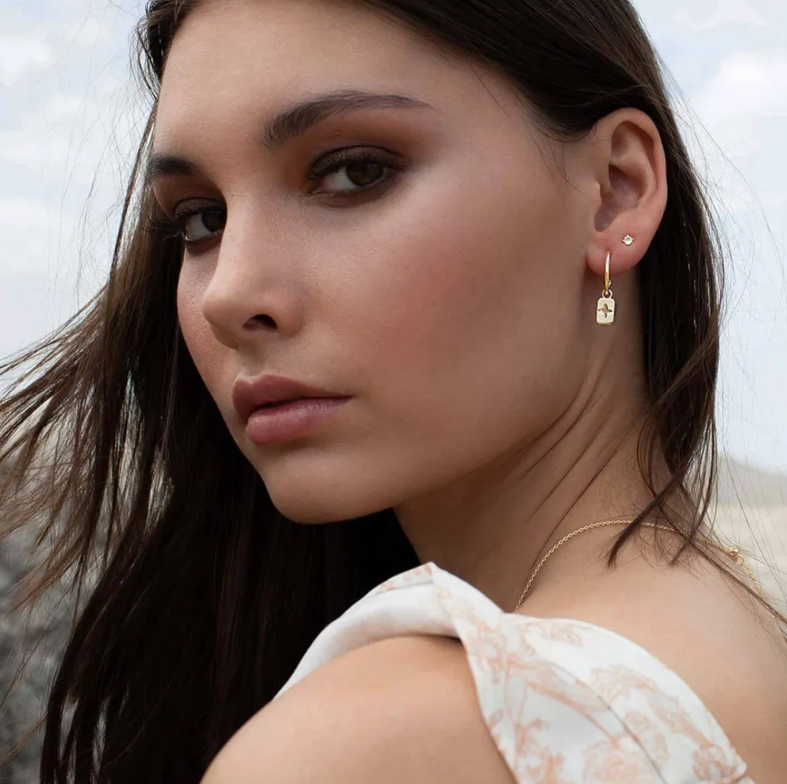 Desert Flower Rectangle Earrings
