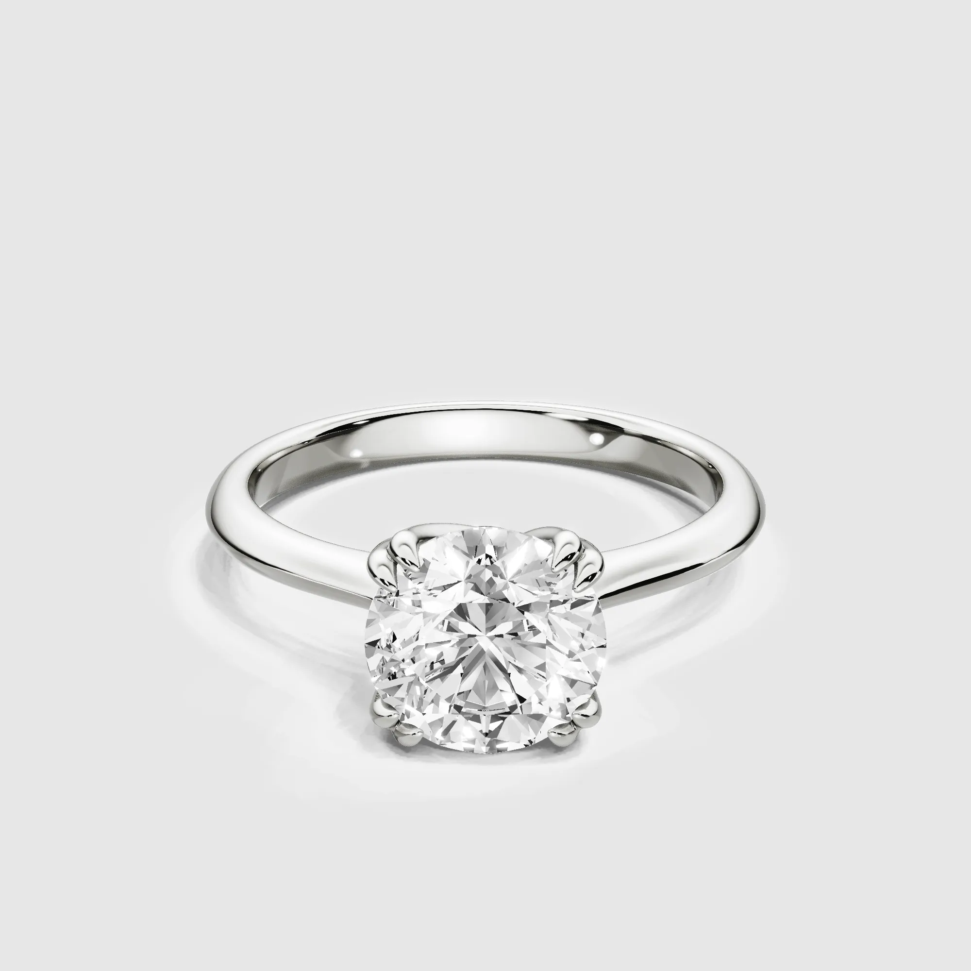 Double Eagle Claw Prong Plain Shank Lab Grown Diamond Solitaire Ring -Round