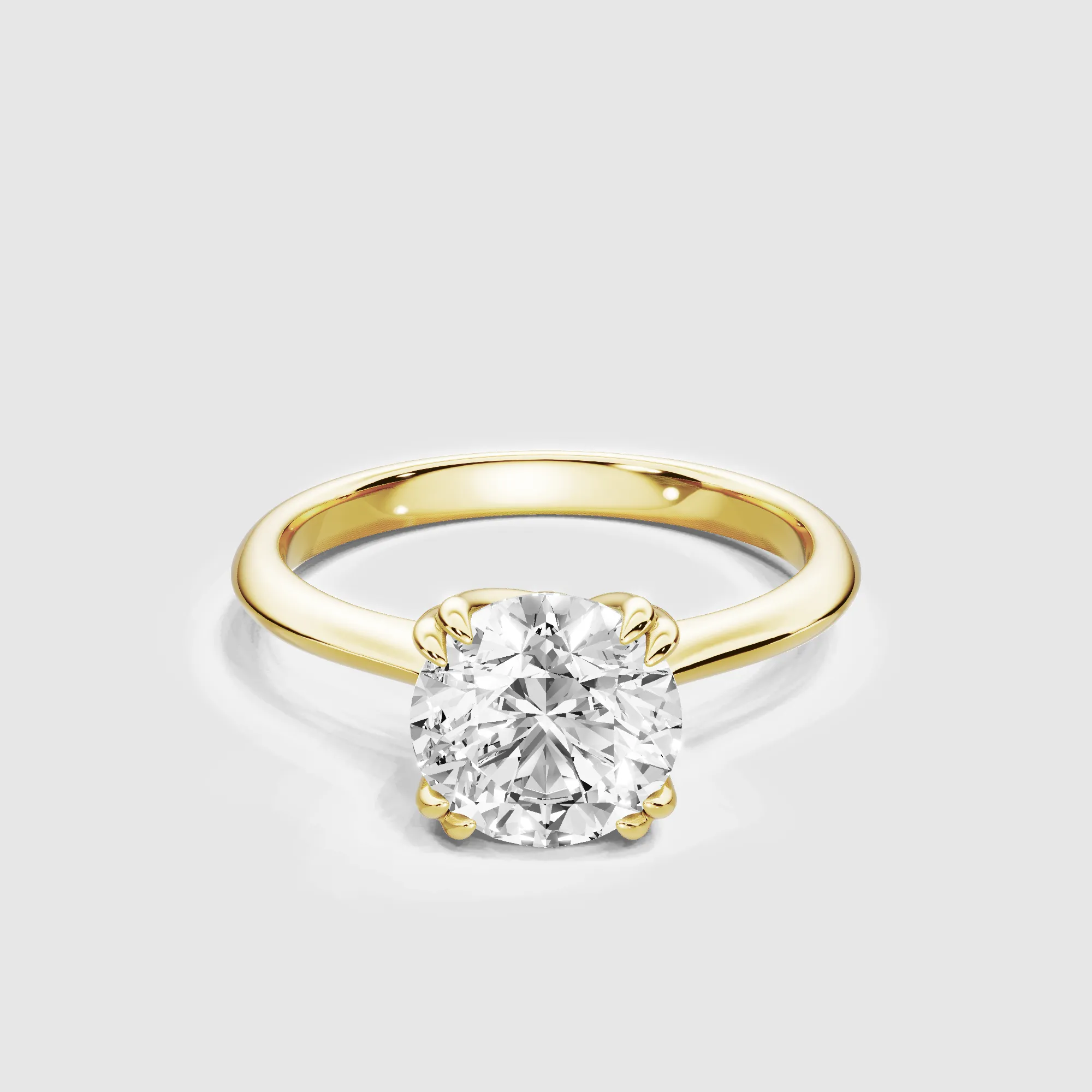 Double Eagle Claw Prong Plain Shank Lab Grown Diamond Solitaire Ring -Round