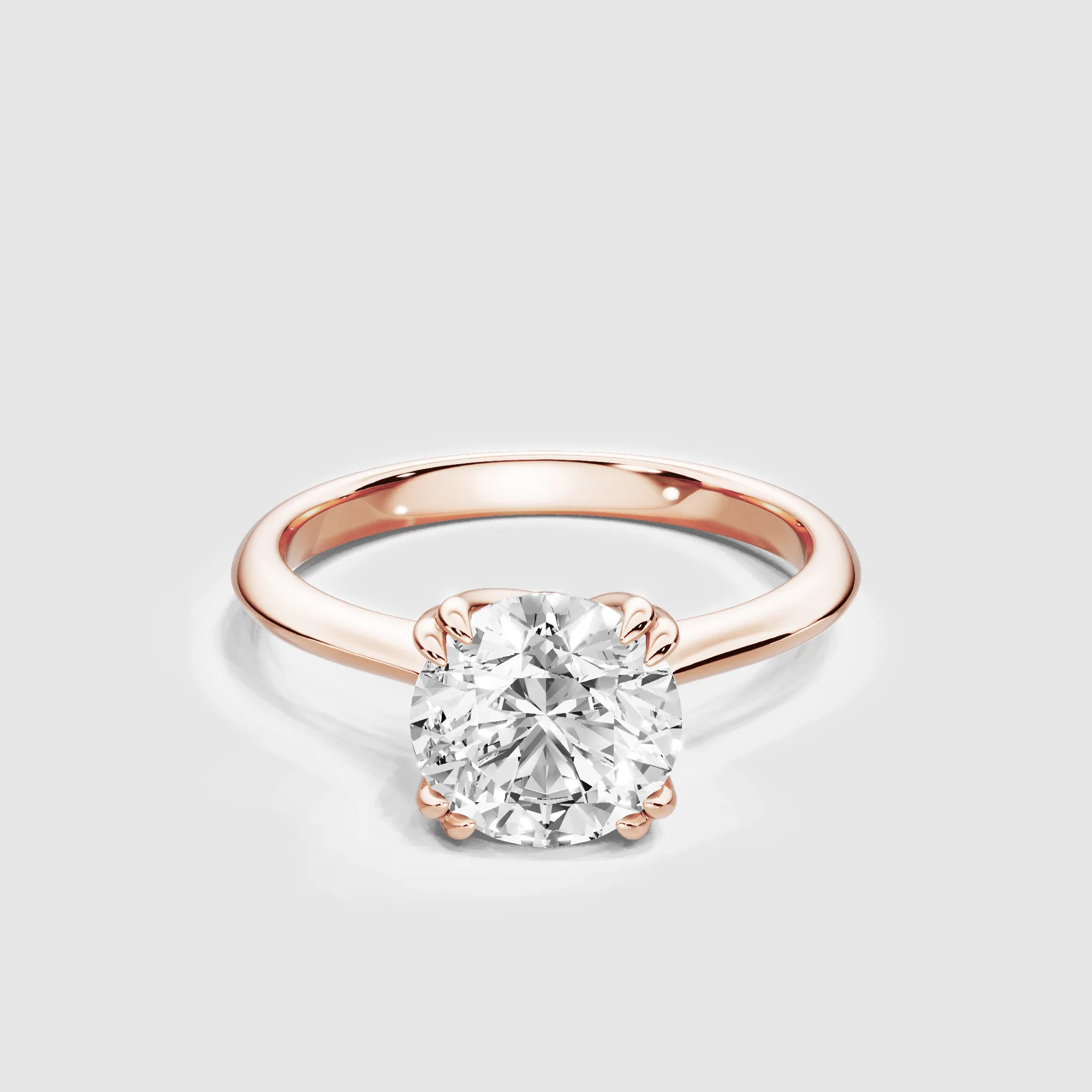 Double Eagle Claw Prong Plain Shank Lab Grown Diamond Solitaire Ring -Round