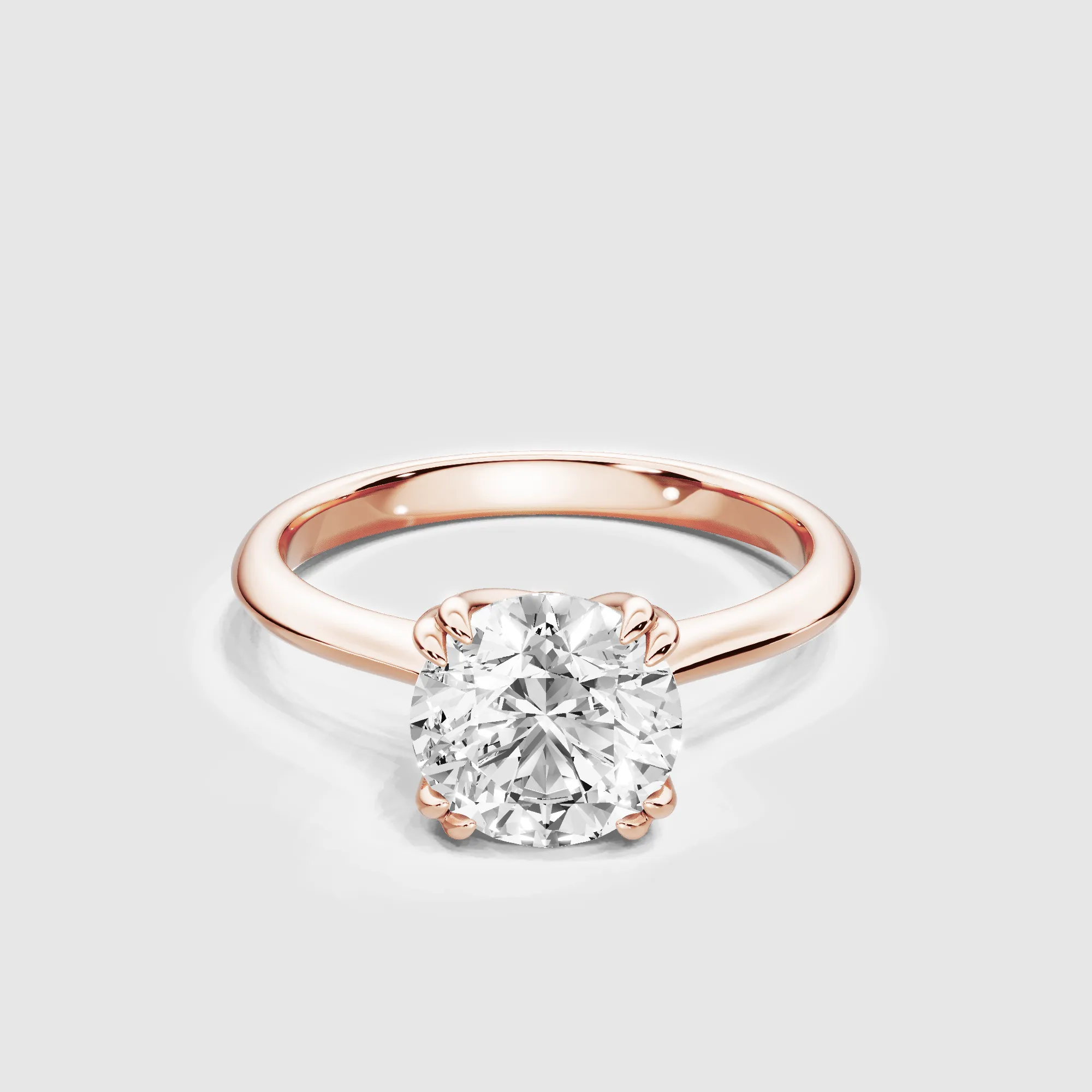 Double Eagle Claw Prong Plain Shank Lab Grown Diamond Solitaire Ring -Round