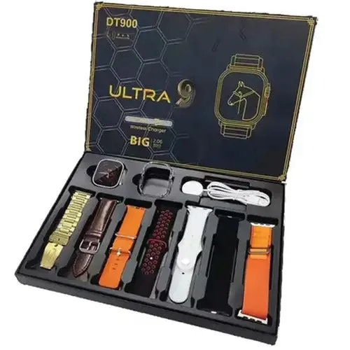 DT900 Ultra Smart Watch 49mm Display Smart Watch With 7 Straps & Crystal Case Dt 900