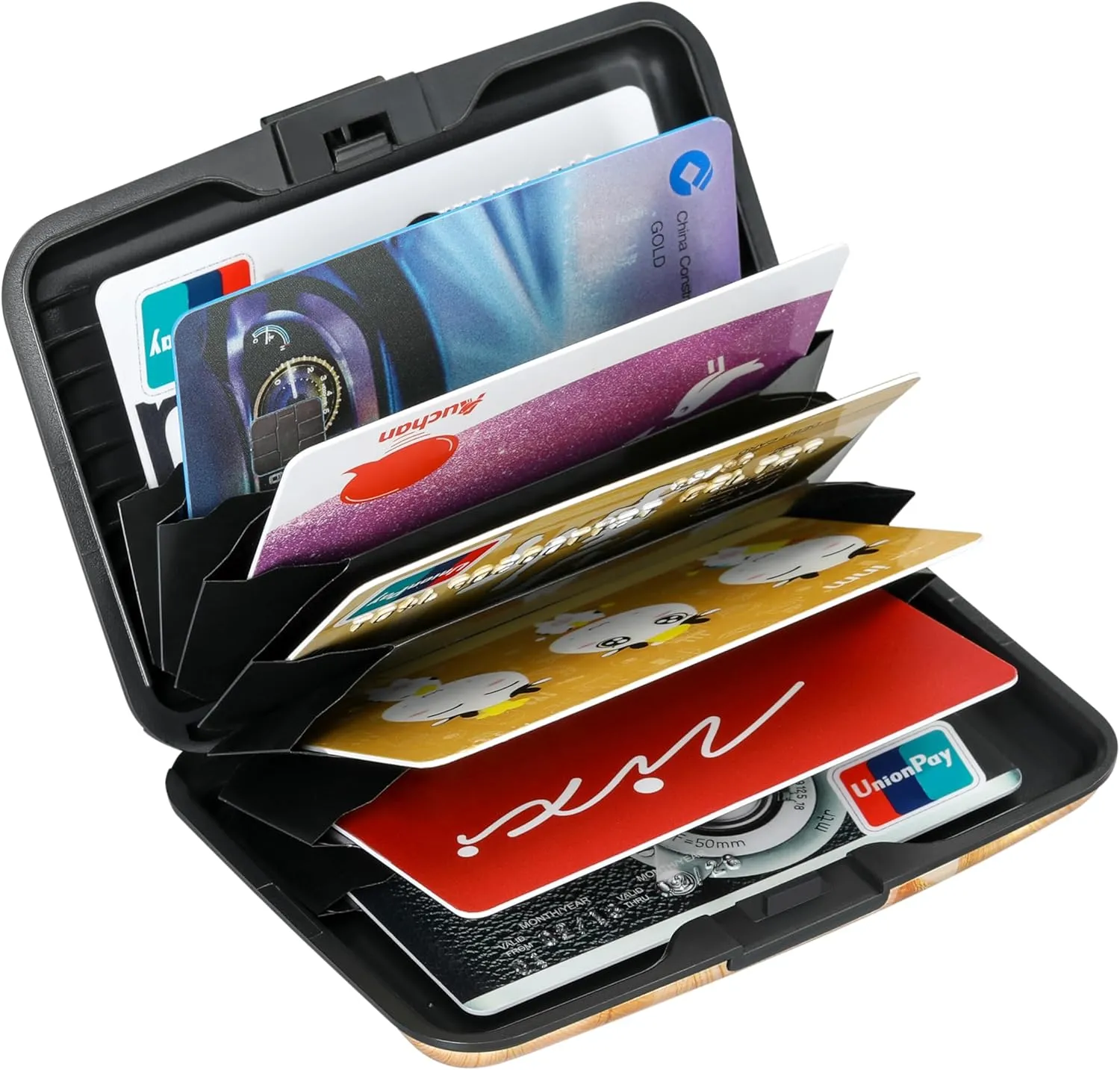 ELFISH Mini RFID Aluminum Wallet Credit Cards Holder Business Card Case Metal ID Case for Men Women(Autumn Leaves)