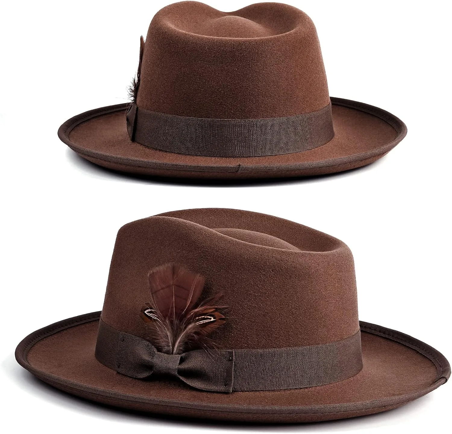 FADACHY Fedora Hats for Men & Women Wide Brim Felt Hat Dress Panama Trilby Hats
