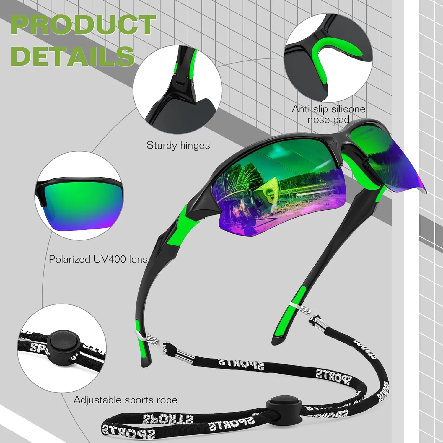 FEISEDY 3pack Sport Polarized Sunglasses for Men Women Fishing Running Baseball Outdoor UV400 Protection B9163