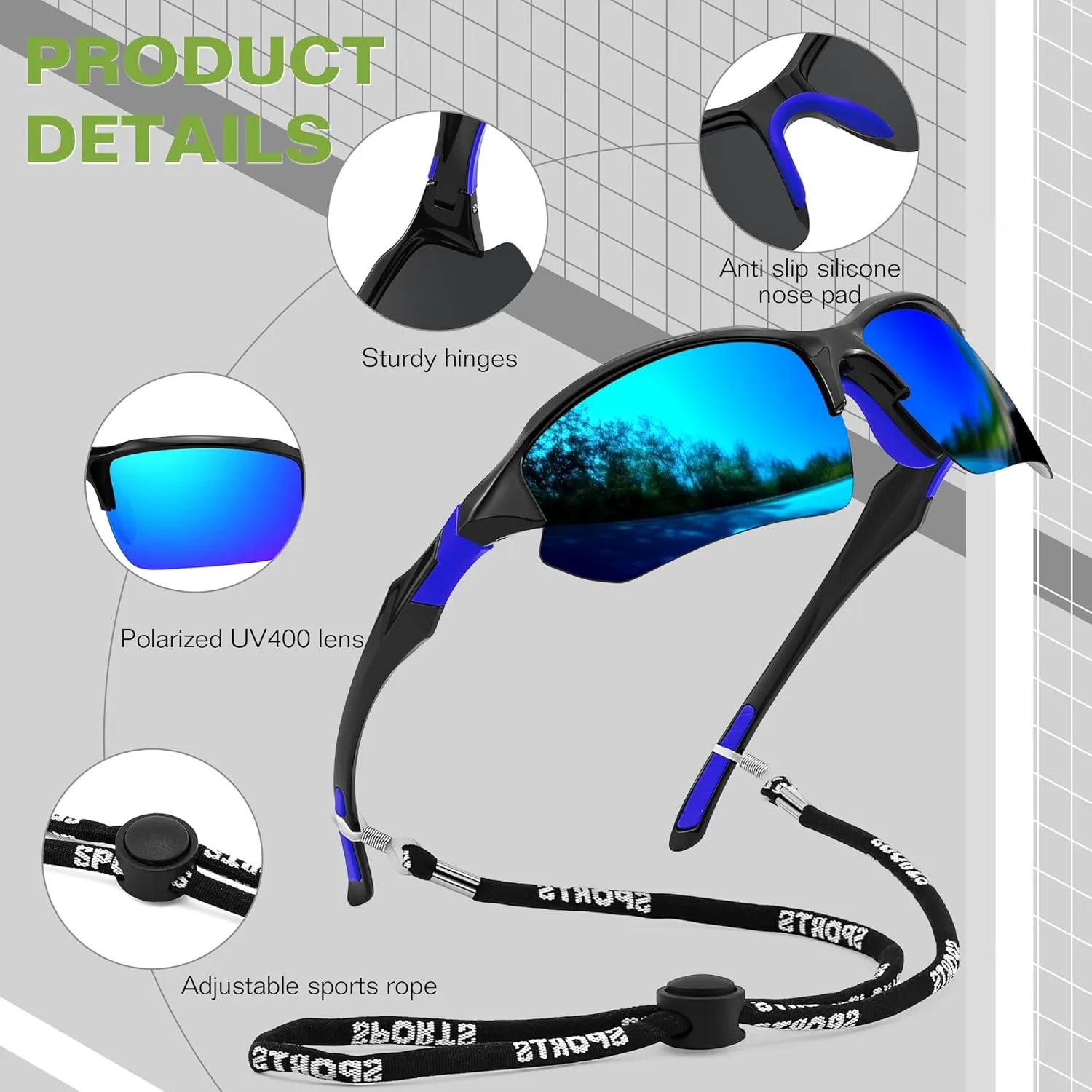FEISEDY 3pack Sport Polarized Sunglasses for Men Women Fishing Running Baseball Outdoor UV400 Protection B9163