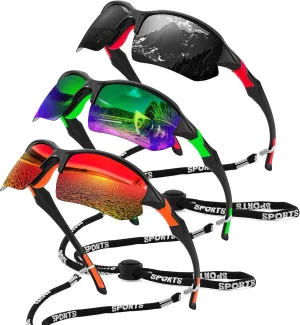 FEISEDY 3pack Sport Polarized Sunglasses for Men Women Fishing Running Baseball Outdoor UV400 Protection B9163