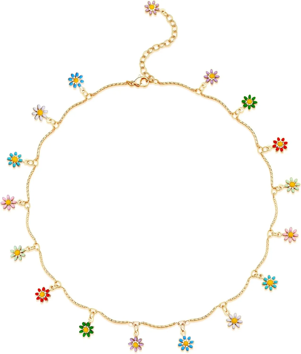 Fettero Cute Choker Necklace for Women Colorful Daisy Flower Choker Cute Chain Choker Necklace Delicate Fashion Gold Dainty Simple Necklace for Women Jewelry Gifts