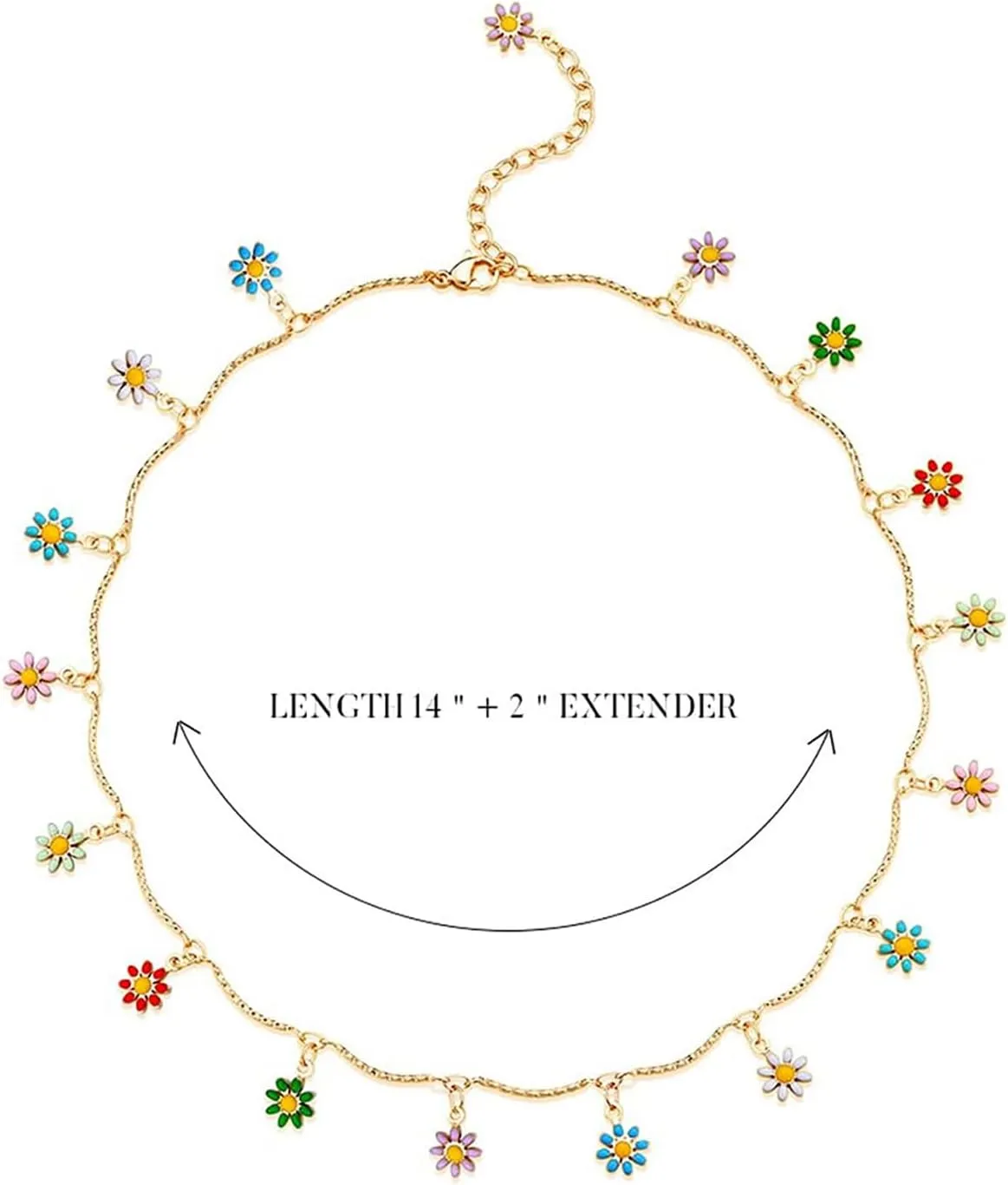 Fettero Cute Choker Necklace for Women Colorful Daisy Flower Choker Cute Chain Choker Necklace Delicate Fashion Gold Dainty Simple Necklace for Women Jewelry Gifts