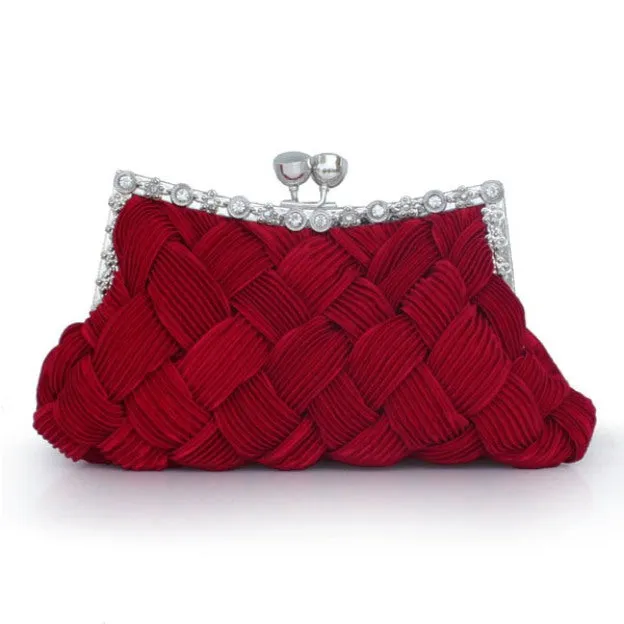 Glamourous Silk With Crystal/Rhinestone Glitter Adjustable Wallets & Accessories