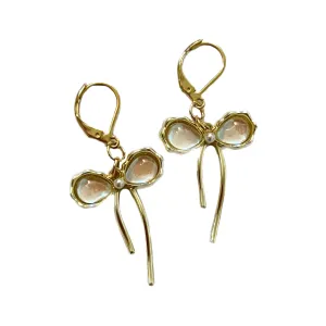 Gold Bow Iridescent Earrings