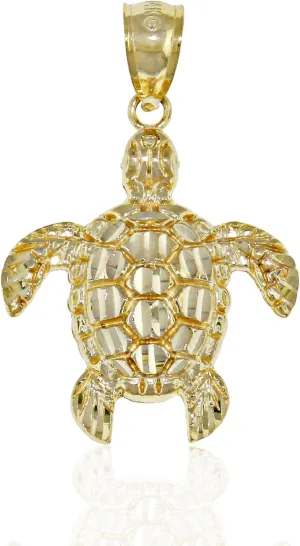 Gold Mini Turtle Charm - 10 Karat Solid Gold - Turtle Pendant