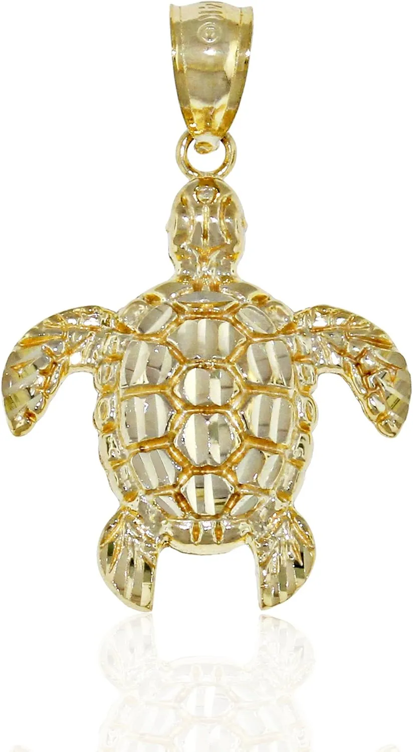 Gold Mini Turtle Charm - 10 Karat Solid Gold - Turtle Pendant
