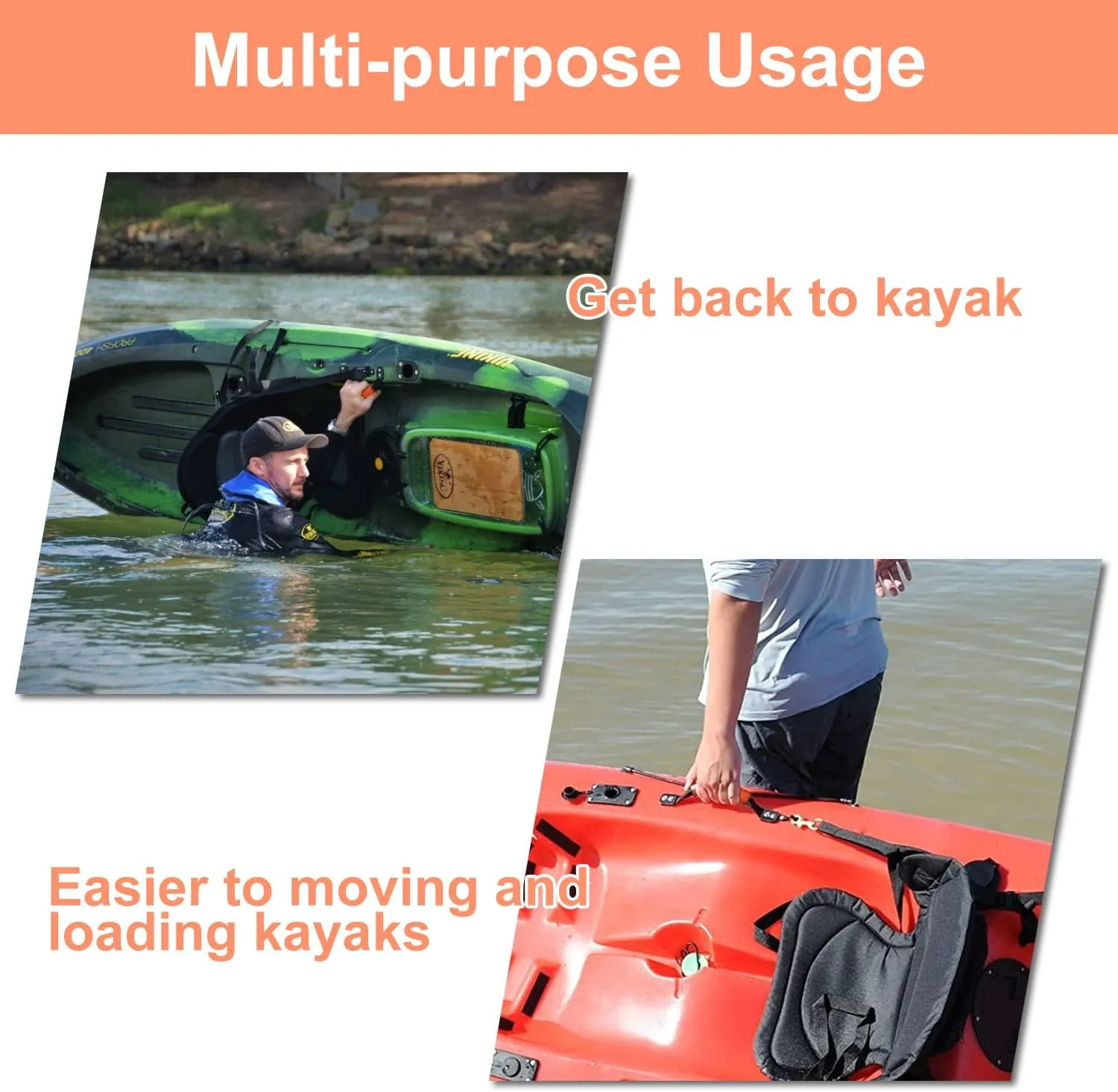HLOGREE Kayak Handles 2/4 Pack,Kayak Carry Handle with Rivets,Kayak Replacement Handles,Kayak Handles for Emotion/Pelican/Hobie/Lifetime/sit on top/Ocean/Wilderness Accessories,Kayak Parts