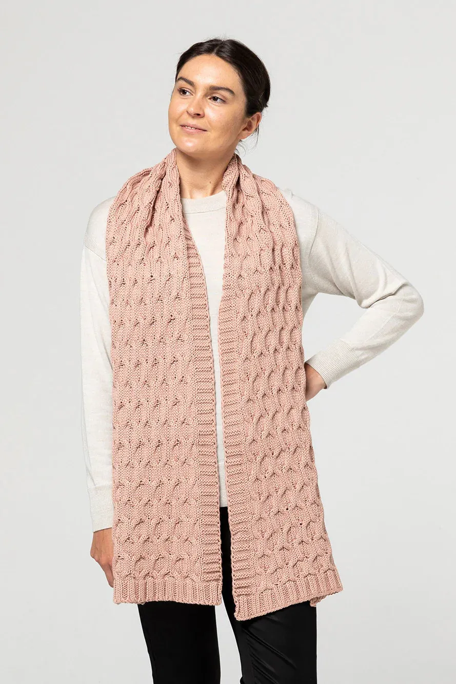 Indus Chain Stitch Knit Scarf Blush