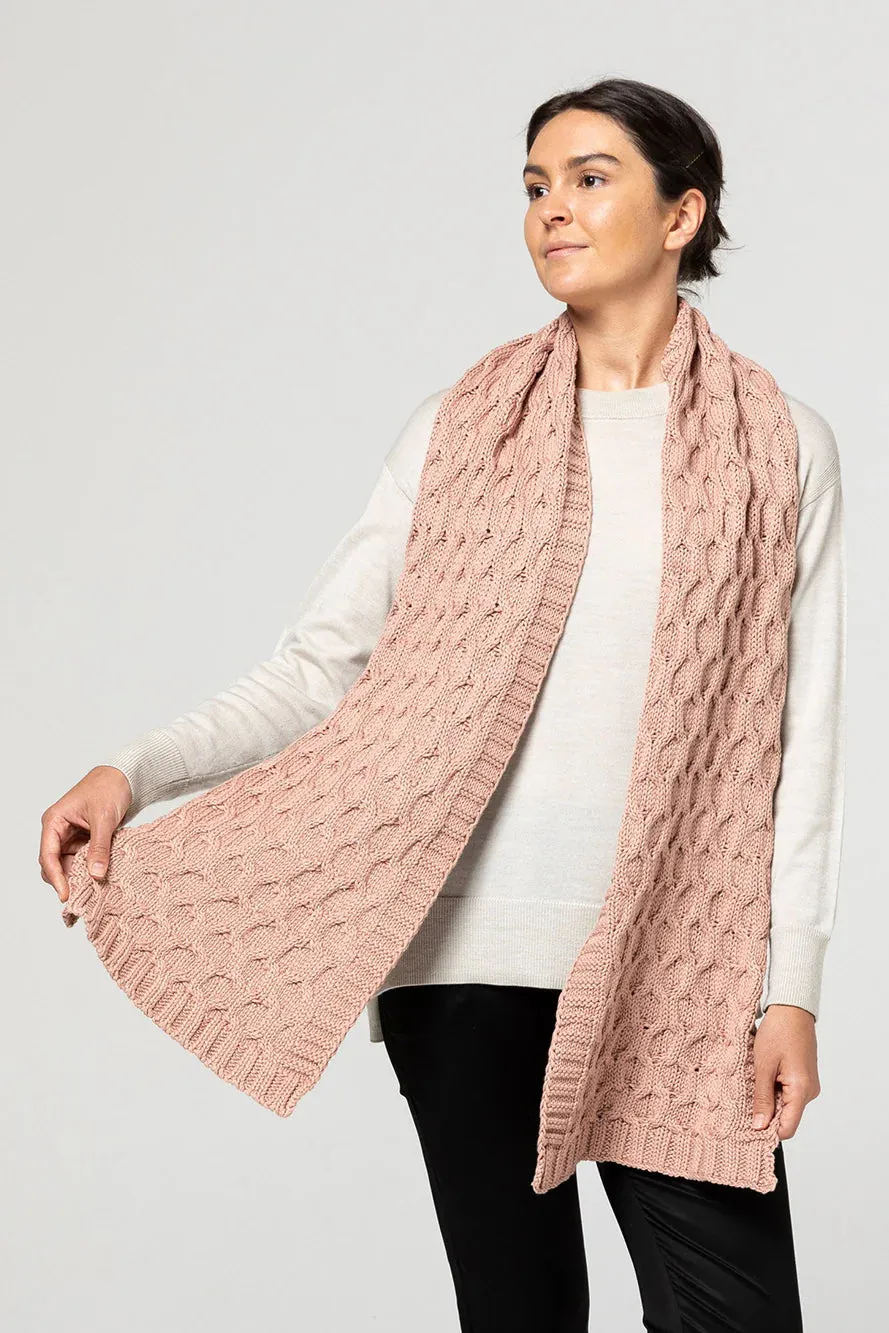Indus Chain Stitch Knit Scarf Blush