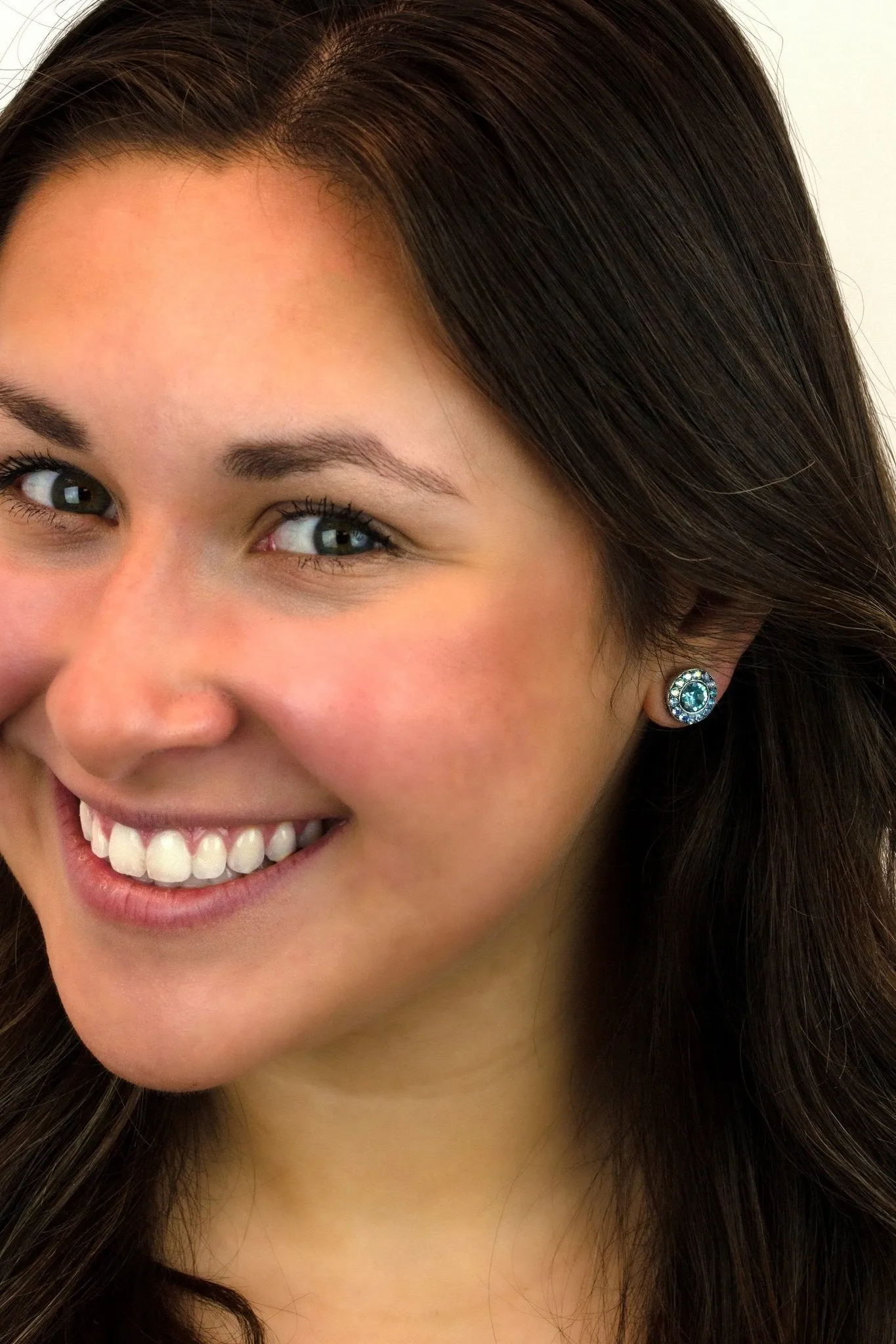 Iridescent Aqua Halo Stud Earrings