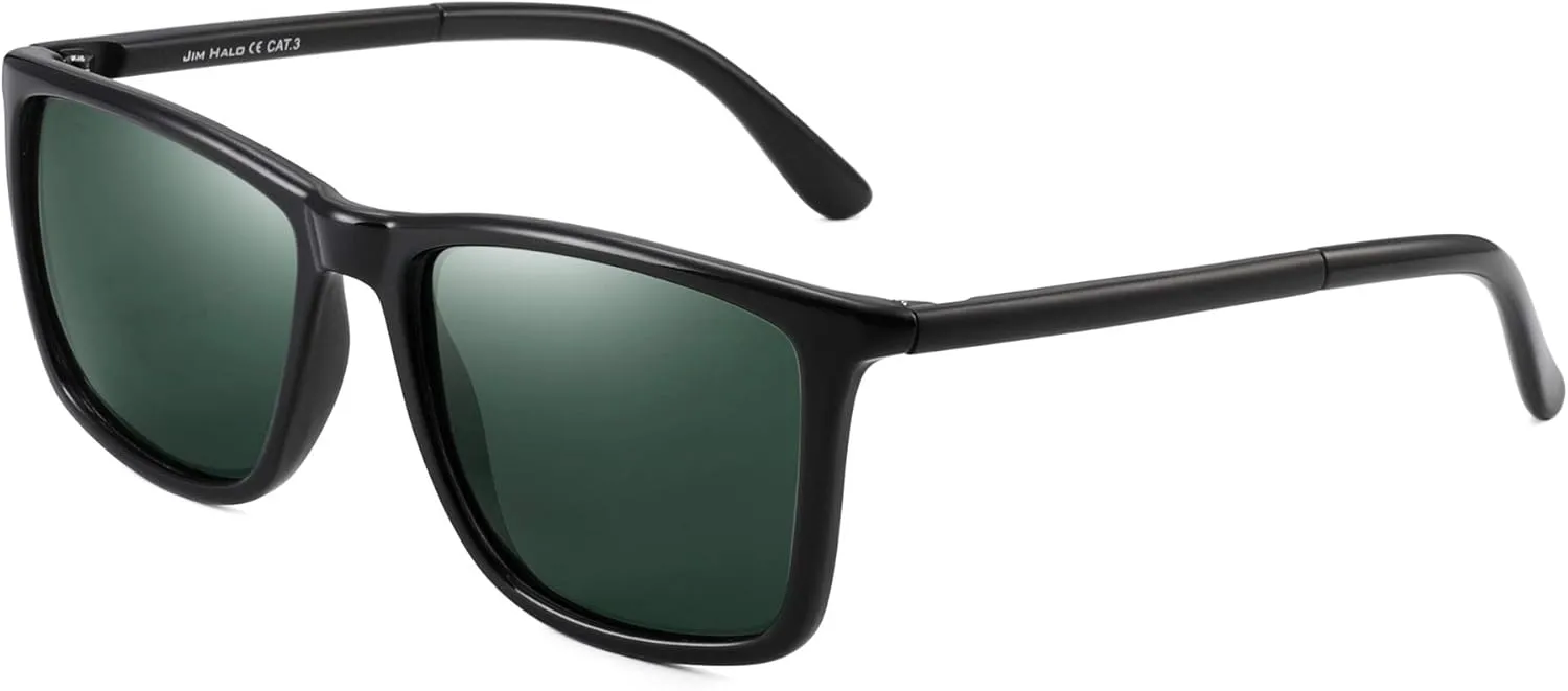 JIM HALO Polarized Driving Sunglasses Retro Square UV protection Classic Sun Glasses Men