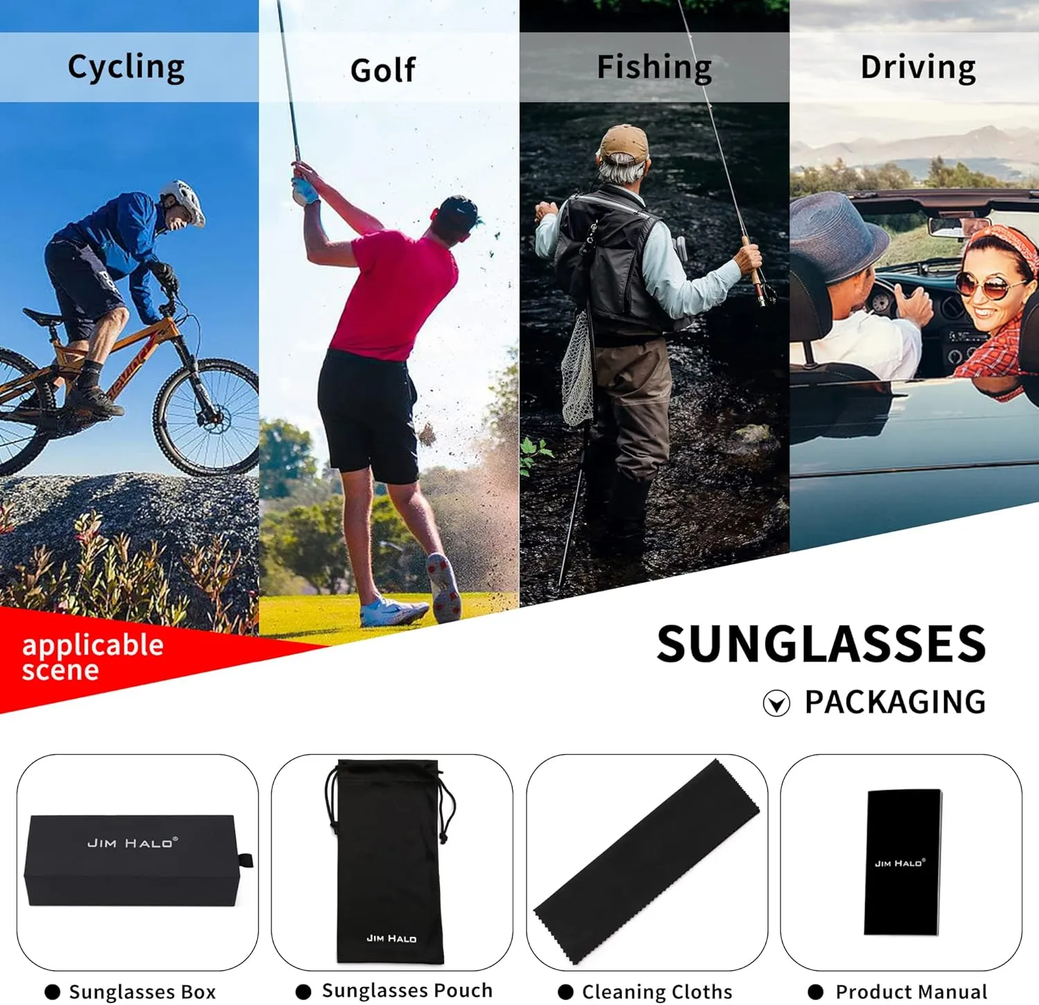 JIM HALO Polarized Driving Sunglasses Retro Square UV protection Classic Sun Glasses Men