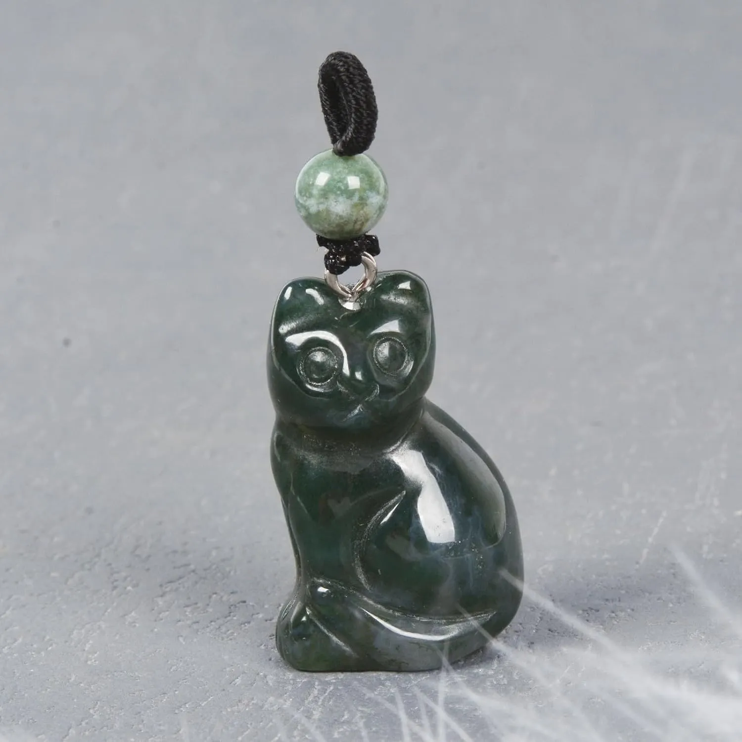 Justinstones Natural Gemstone Carved Cat Necklace 30mm Cute Animal Pendant Necklace Jewelry Gift 22 inch