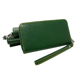 Ladies Italian Pebble Clutch - Green