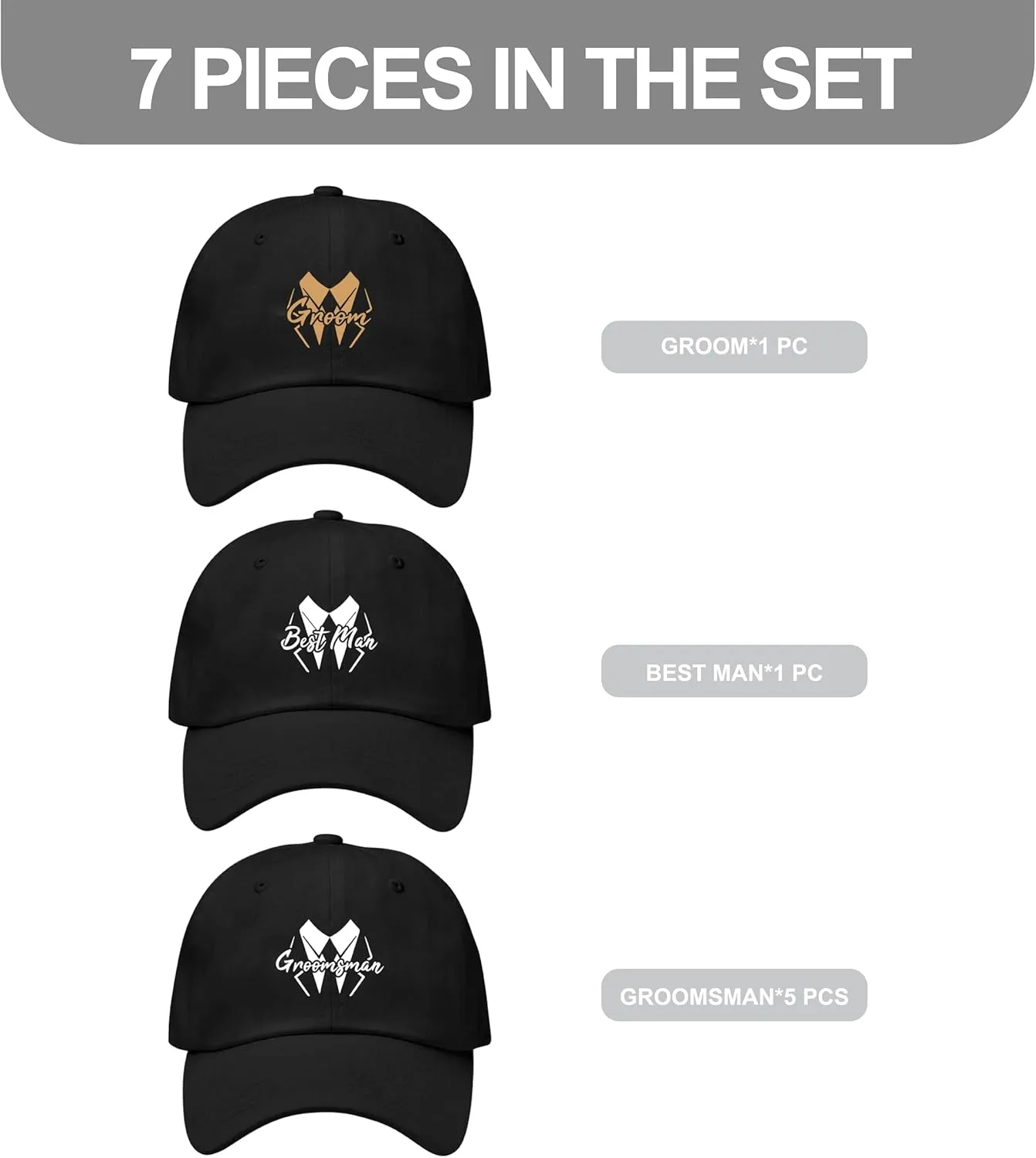 LADY&HOME Bachelor/Bachelorette Party Baseball Hats Set, Embroidered Adjustable Cotton Truck Caps