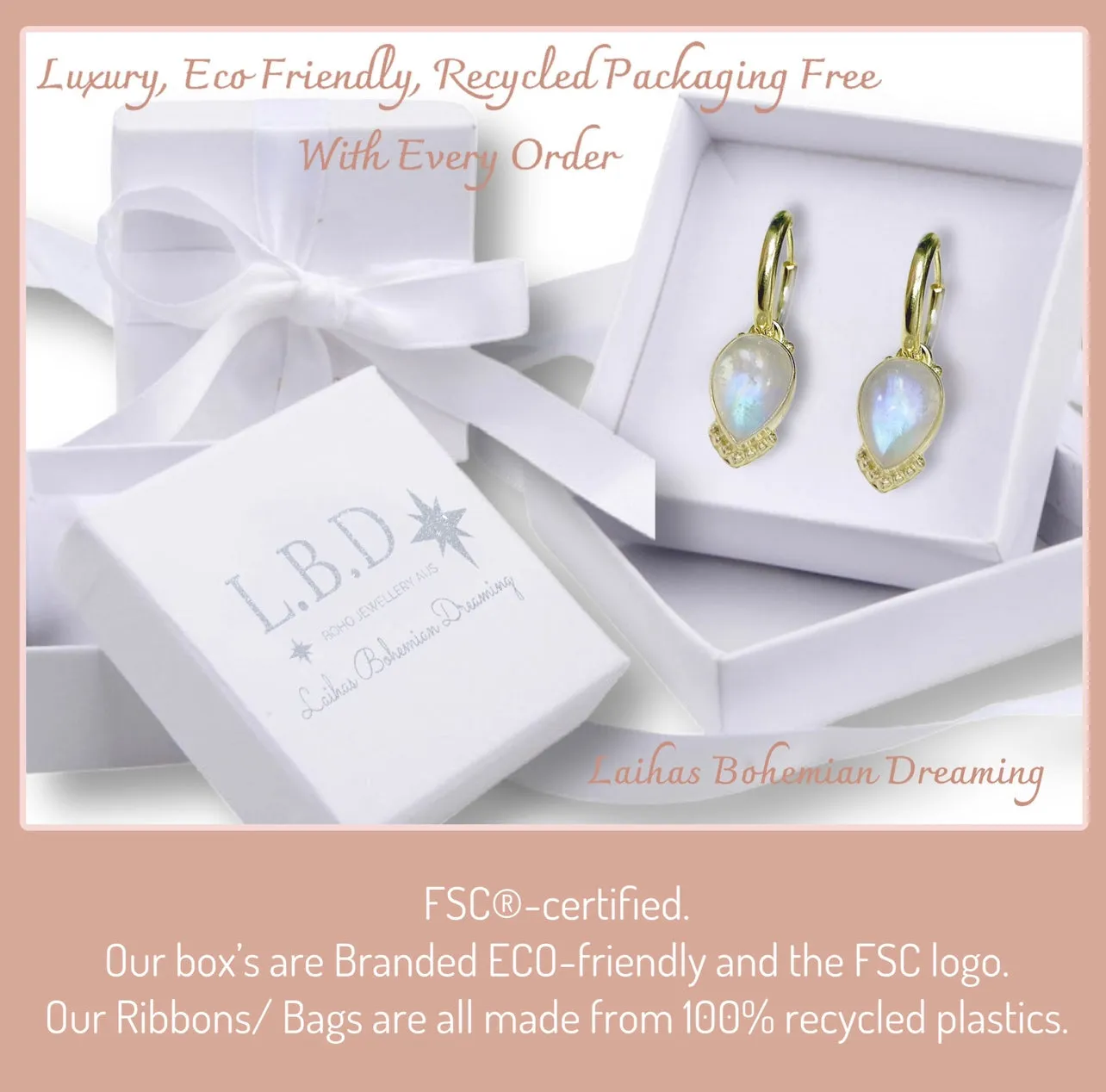 Laihas Large Vera May Gold Moonstone Earrings