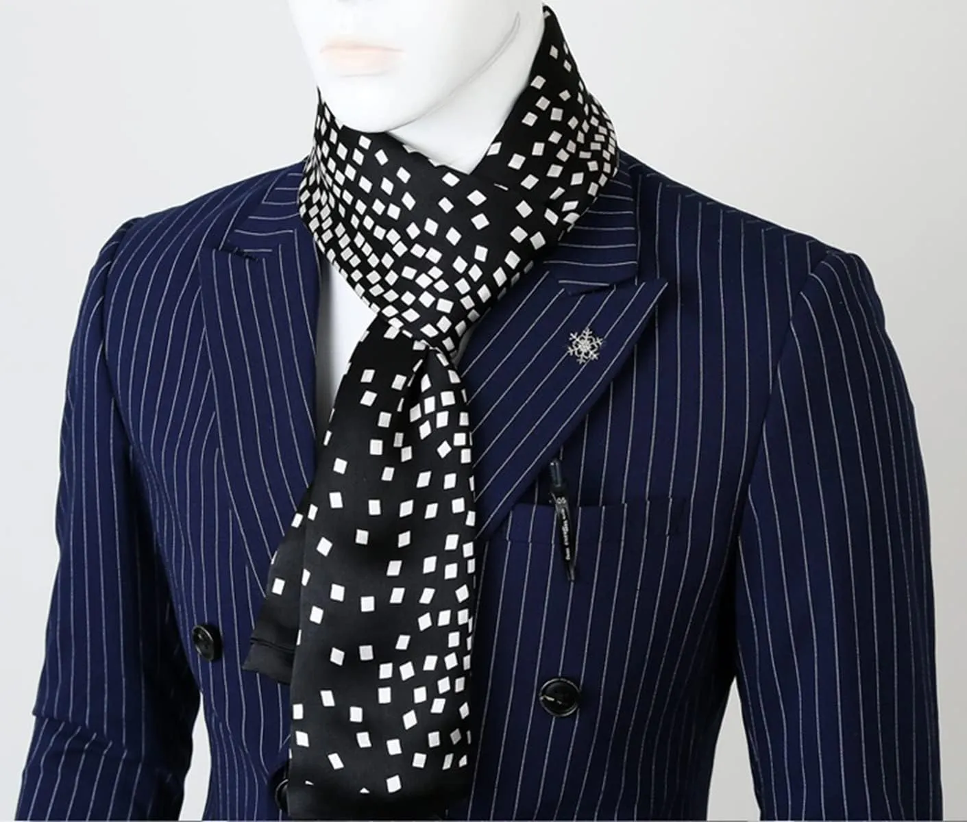 Men's 100 Silk Scarf Double Layers Fashion Neckerchief Formal Casual