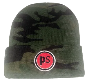 Military Camo Beanie Hat - “Pop Savvee Clothing” Chenille Embroidery Patches