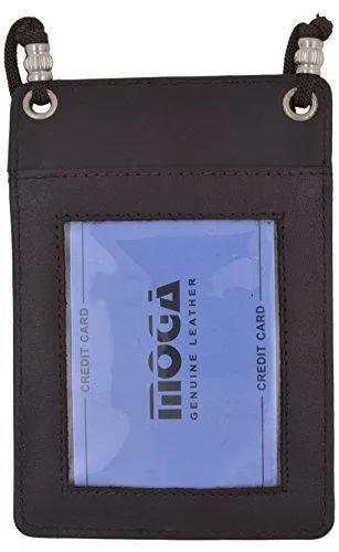 Moga Genuine Leather Credit Card Holder Neck-holder Business ID Badge Neck Strap