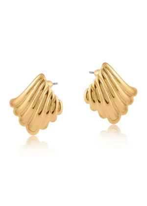 Monica Ripple Fan Stud Earrings in Gold