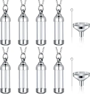 MTLEE Vial Necklace Glass Vial Pendant Stainless Steel Glass Container Urn Necklace for Ash Openable Memorial Keepsake Cremation Ashes Holder