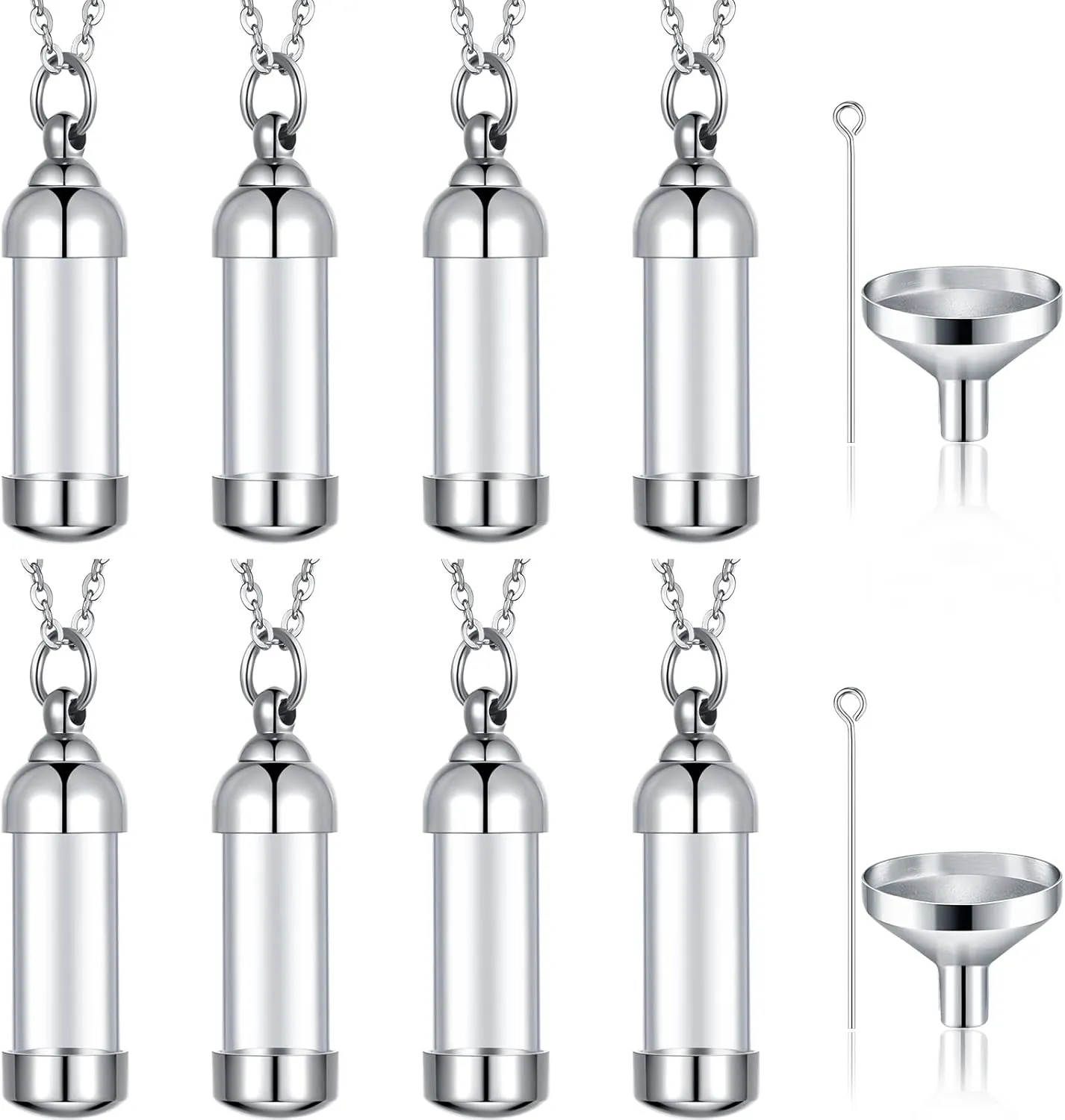 MTLEE Vial Necklace Glass Vial Pendant Stainless Steel Glass Container Urn Necklace for Ash Openable Memorial Keepsake Cremation Ashes Holder