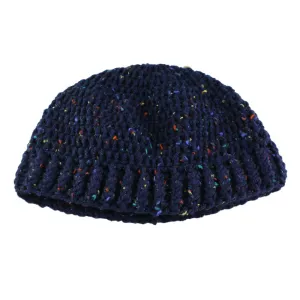 Navy Blue Speckled Crochet Snug Beanie Hat Med/Lg - JMCH63ML