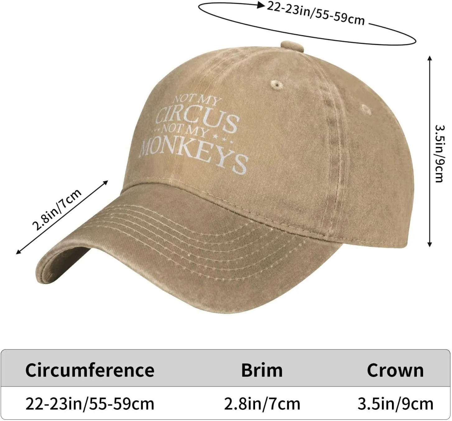 Not My Circus Not My Monkeys Hat for Men Dad Hat Graphic Hat