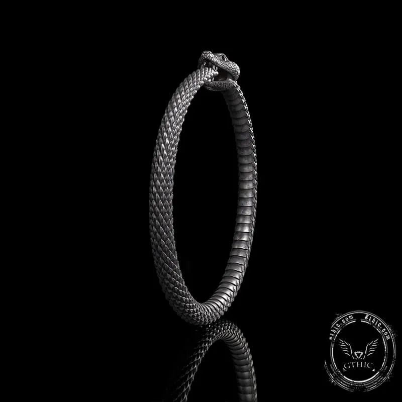 Ouroboros Symbol Sterling Silver Snake Bracelet