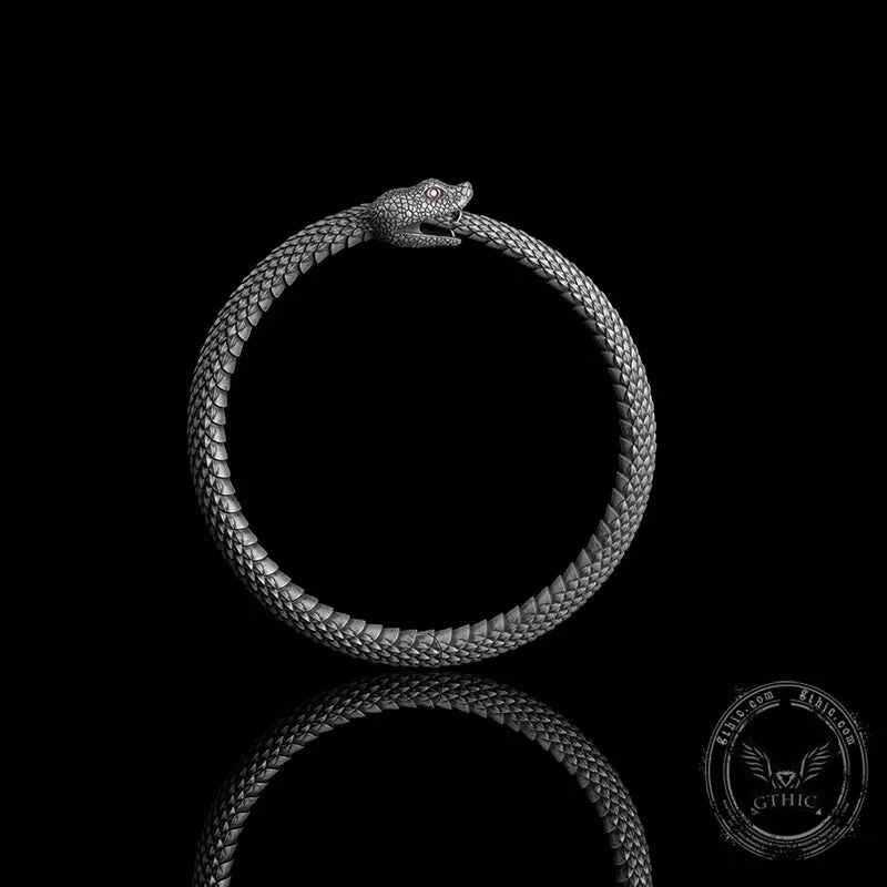 Ouroboros Symbol Sterling Silver Snake Bracelet