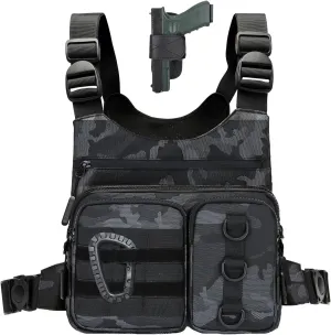 Outdoor Chest Bag for Men, Lightweight Running Vest with Water Bottle Pocket, EDC Chest Pack for Hiking, Cycling
